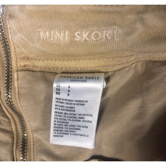 American Eagle Tan Pleated Skirt Sz 0 Cotton Lyocell Blend Back Zip - Picture 4 of 4